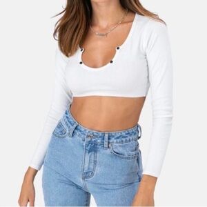 White Cropped Adika Top